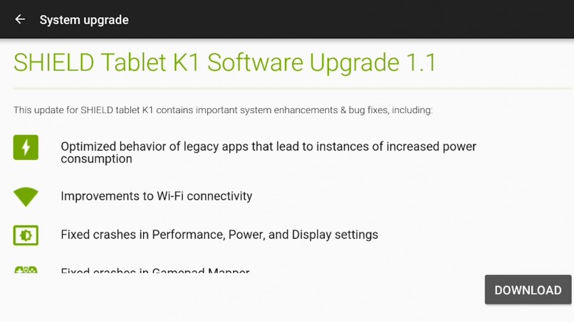NEW Nvidia SHIELD Tablet K1 Software Upgrade 1.1 Android 6.0